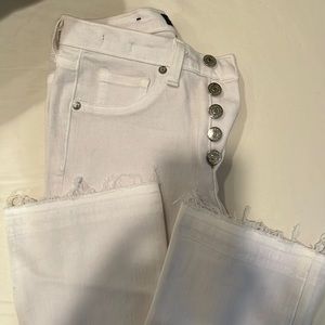 White jeans baby boot fray bottom